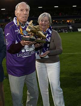 Rik en zijn vrouw Denise bij zijn viering begin seizoen 2014-2015. 