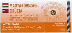 Ticket Hongarije-Georgië 6-6-2001.