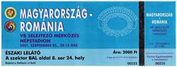 Ticket Hongarije-Roemenië 5-9-2001.