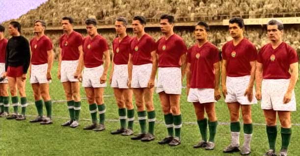 Het Hongaars team op het WK 1958. 