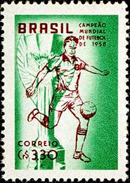 Braziliaanse postzegel uitgegeven over het Wereldkampioenschap 1958.
