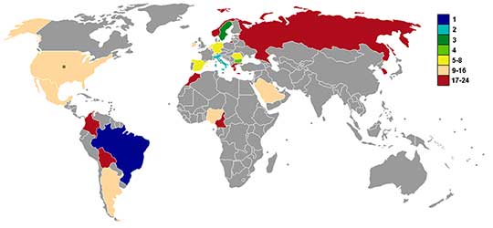 Deelnemende landen WK 1986. 