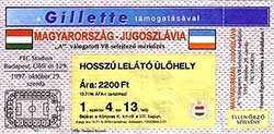 Ticket Hongarije-Joegoslavië19-10-97