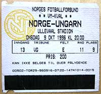 Ticket Noorwegen-Hongarije 9-10-96