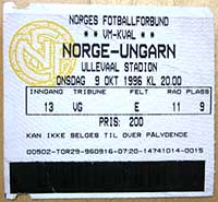 Ticket Noorwegen-Hongarije 9-10-96