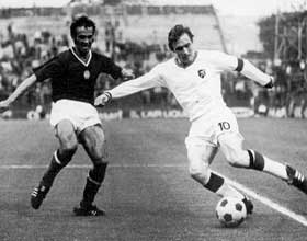 Paul Van Himst tijdens de match om de derde plaats tegen Hongarije op 17 juni '73.