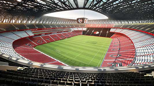 Het Feyenoord Stadion (De Kuip) in Rotterdam waar tenslotte de finale gespeeld werd.