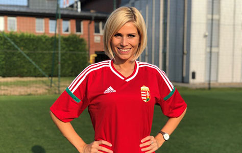 Berkesi in de outfit van het Hongaars nationaal vrouwenelftal.
