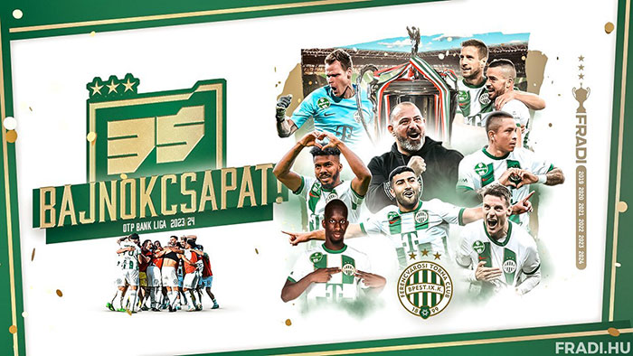 FERENCVÁROSI TC kroonde zich voor de 35ste mal tot Kampioen van Hongarije.