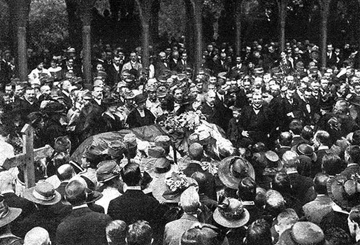 De begrafenis van Gillemot Ferenc in Budapest in mei 1917.