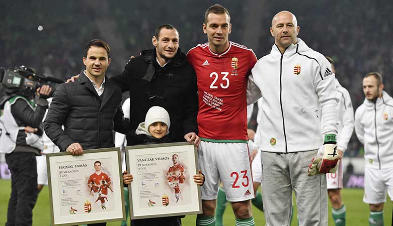 Hajnal Tamás, Vanczák Vilmos, Juhász Roland en Király Gábor stopten in 2016 met hun carrière als Hongaars voetbalinternational.