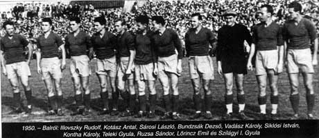 Illovszky  als speler met het Vasasteam 1950. 