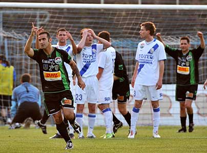 Kenesei scoorde hier een doelpunt voor Haladás tégen zijn vroegere club MTK Budapest.