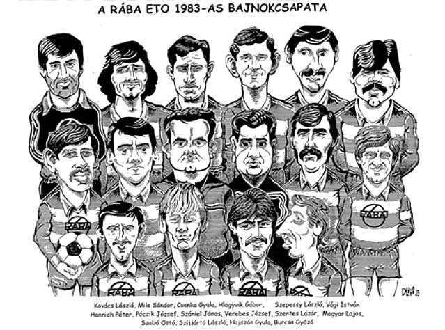 Póczik József met het kampioenenteam 1983: Rába ETO Gyõr.