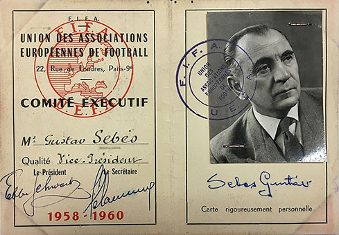 Gusztáv Sebes Certificaat van vice-president UEFA (Sebes Heritage / Puskás Institute)
