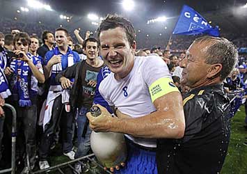 Kampioenenvreugde met KRC Genk in 2011. 