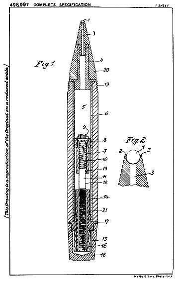 Brits (overgenomen) patent nr. 498.997 van 1938 voor Bíró's balpuntpen.