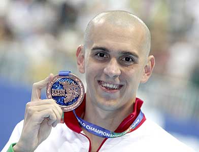 László met een bronzen medaille op de 50 meter vlinderslag op het WK 2015.