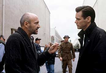 met Jim Carrey op de set van 'The Majestic'.