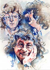 Karikatuur van Esterházy Péter.