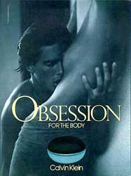 Klein's reclame voor de body lotion 'Obsession'.