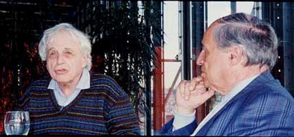 Ligeti en Pierre Boulez in 1996 in Berlijn.