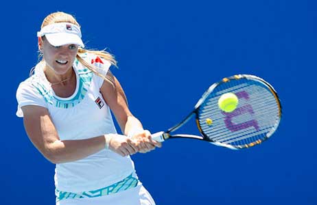 Ágnes tijdens haar eerste wedstrijd op de Australian Open 2009,