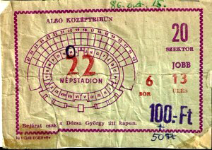 Ticket Hongarije-Nederland 15-10-1986