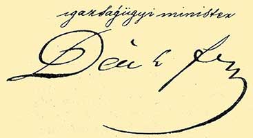 De handtekening van Deák Ferenc.